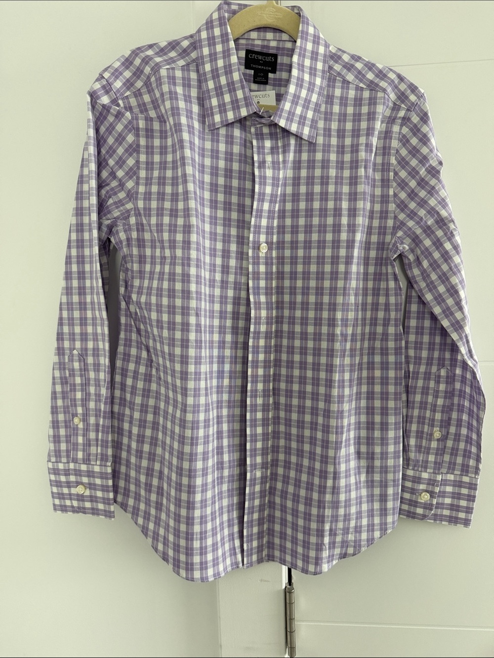 Crewcuts Lavender and White Plaid Button-Down Shirt